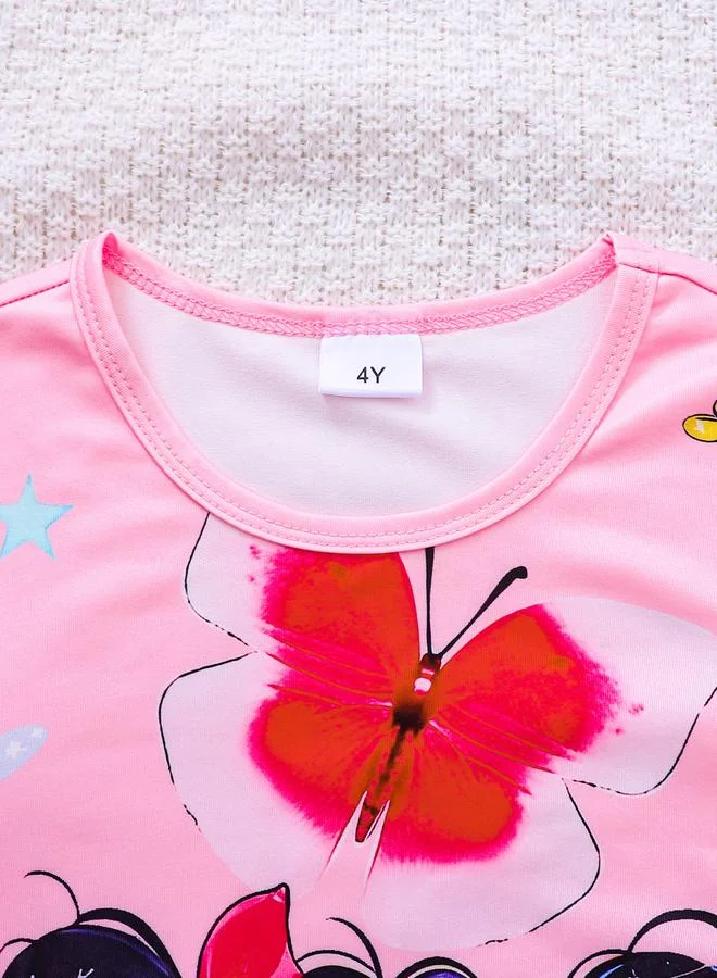 Take Two  Girls Pink Graphic Print Long Sleeve Dress for Women | Best Price UAE