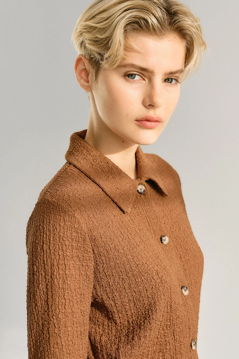 H&M Fitted Crinkled Shirt