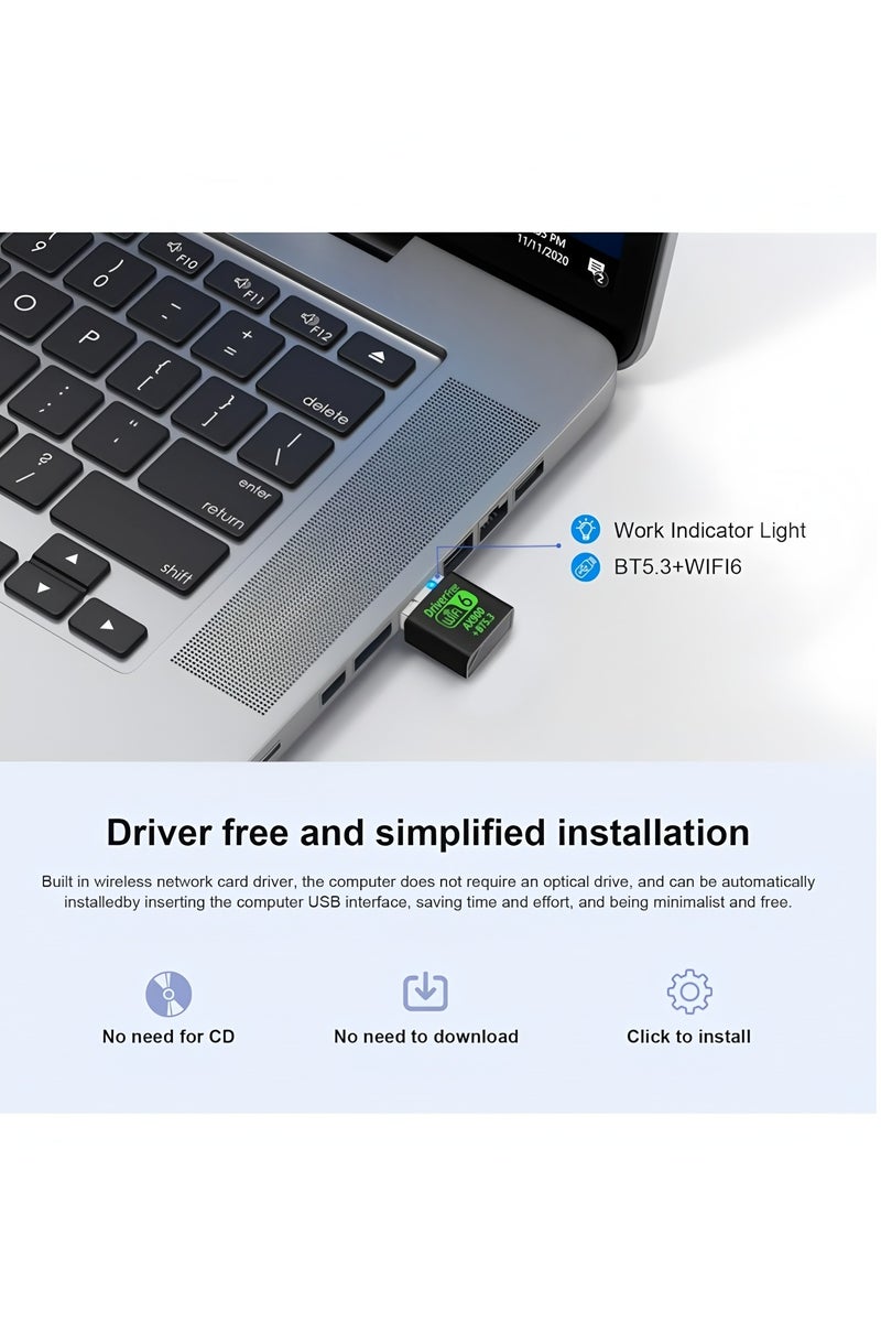 أبلينم محول واي فاي وبلوتوث USB، جهاز استقبال خارجي لاسلكي ثنائي النطاق 2.4/5 جيجاهرتز بسرعة 900 ميجابت في الثانية، دونجل واي فاي صغير لأجهزة الكمبيوتر/الكمبيوتر المحمول/المكتبي - Image 5