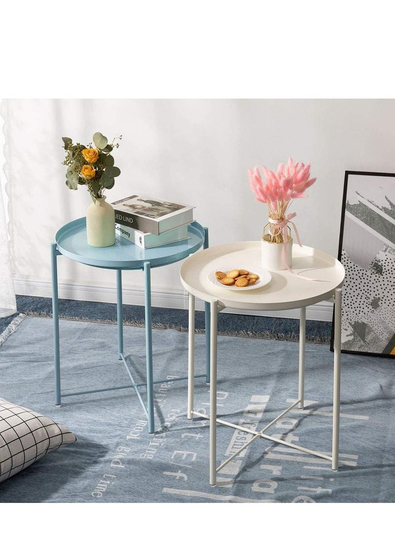 PENG GENERAL Round Metal Tray End Table Blue 53x44x44 Centimeter  - Image 2