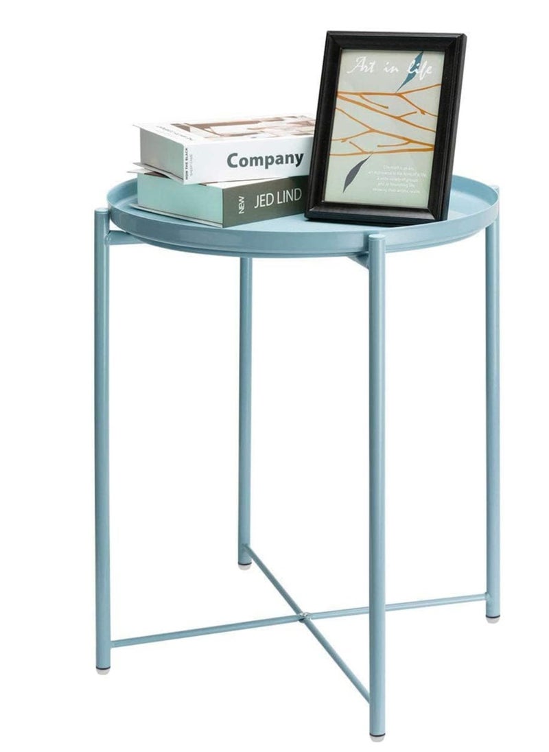 PENG GENERAL Round Metal Tray End Table Blue 53x44x44 Centimeter  - Image 1