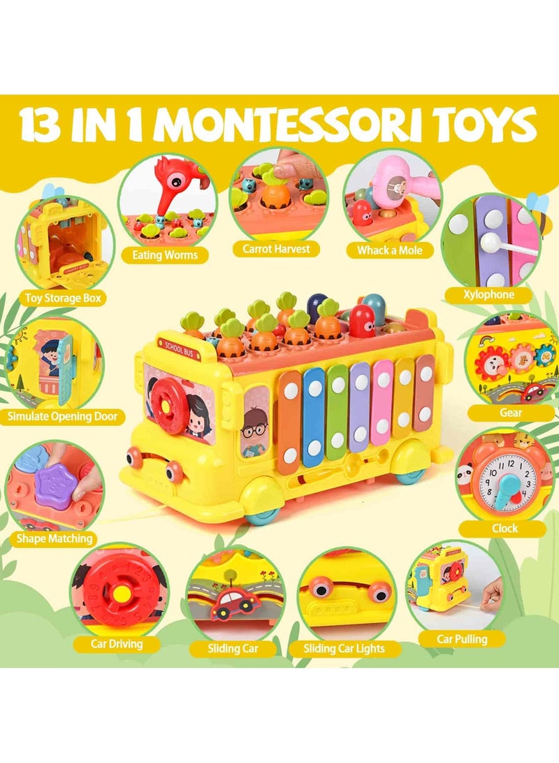 Aideli Musical School Bus Toy for Toddlers 1-3 – Baby Xylophone Educational Toy, Montessori Learning Bus with Animals, Christmas or Birthday Gift for Boys & Girls - Image 2