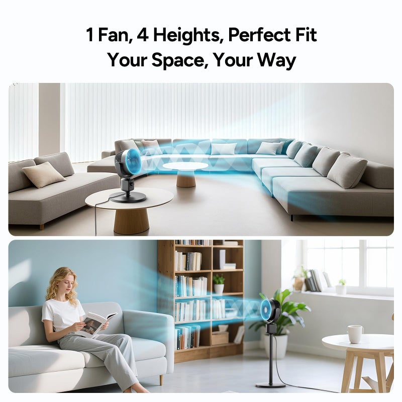 Dr. Prepare DR.PREPARE Pedestal Fan for Bedroom, Air Circulator Standing Fan, 16-34" Adjustable Height for Tabletop & Standing Fan, 70Â°Auto-Oscillation, 100Â°Tilt, 3 Speeds for Indoor Outdoor Use - Office Home - Image 2