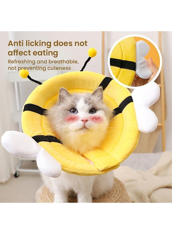 Generic Pet Protective Collar, Adjustable Collar After Surgery, Cat Recovery E Collar Adjustable Cone for Dogs Cats Puppies Kittens Cute After Surgery Yellow Bee Design (Yellow Bee)  - Image 4