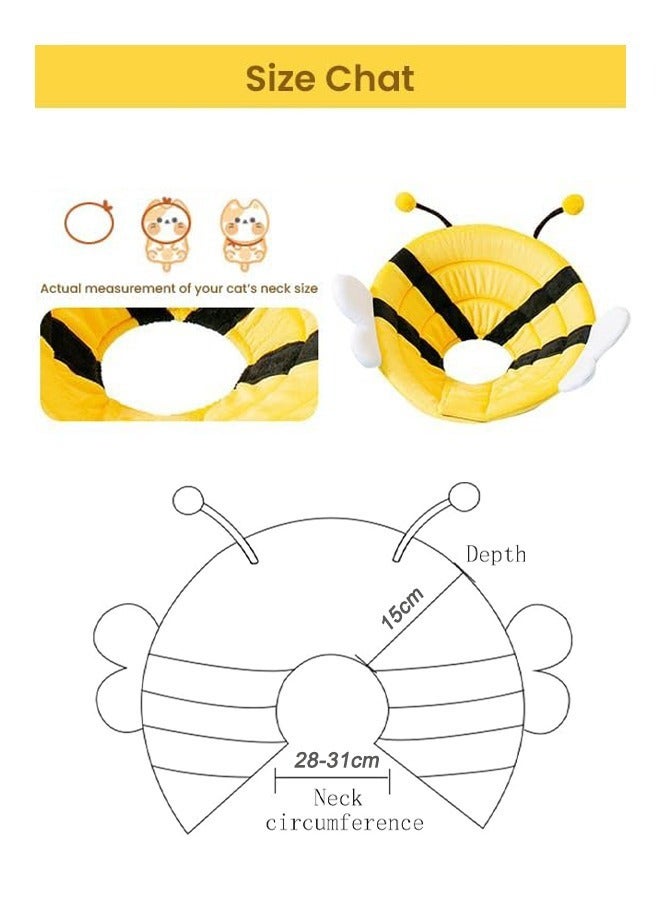 Generic Pet Protective Collar, Adjustable Collar After Surgery, Cat Recovery E Collar Adjustable Cone for Dogs Cats Puppies Kittens Cute After Surgery Yellow Bee Design (Yellow Bee)  - Image 5