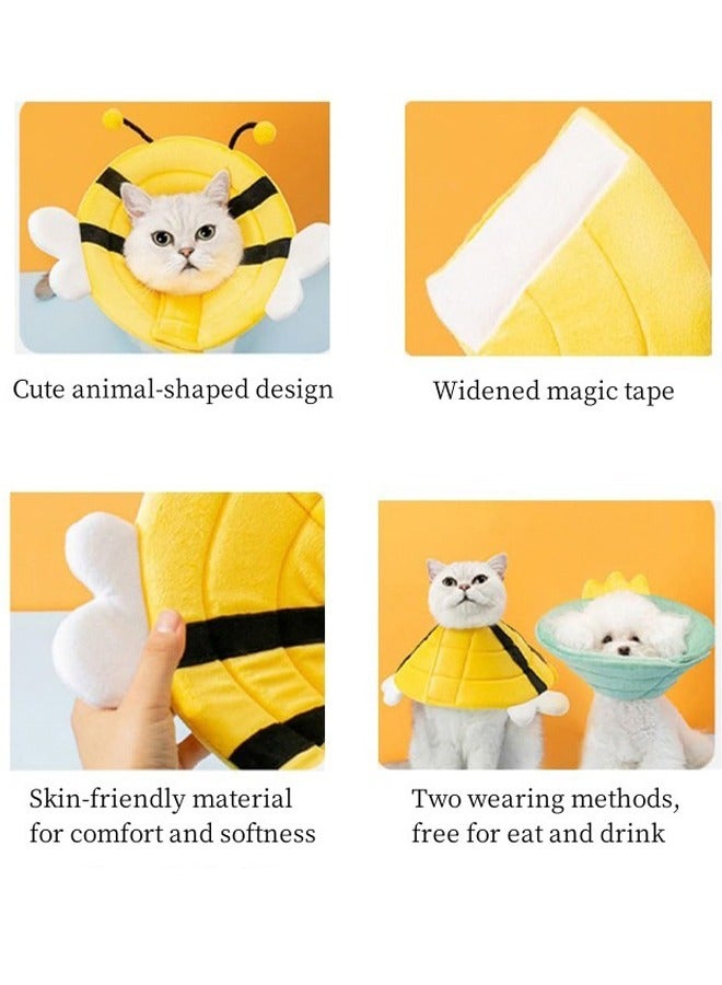 Generic Pet Protective Collar, Adjustable Collar After Surgery, Cat Recovery E Collar Adjustable Cone for Dogs Cats Puppies Kittens Cute After Surgery Yellow Bee Design (Yellow Bee)  - Image 3