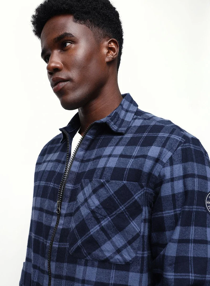 Dennis Lingo Men's Navy 100% Cotton Casual Button Down Relaxed Shirt