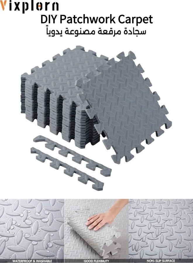 فيكسبلورن 6 قطع من حصائر الأرضية الرغوية للأطفال مقاس 30 سم × 30 سم (11.81 × 11.81 بوصة)، حصائر لعب رغوية DIY، حصائر لعب رغوية EVA، حصائر أرضية رغوية متشابكة بسمك 1.2 سم (0.4 بوصة)، حصائر لعب على شكل أحجية، مناسبة لغرف ألعاب الأطفال وغرف النوم ورياض الأطفال والصالات الرياضية - Image 1