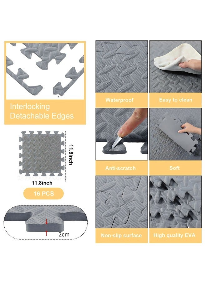 فيكسبلورن 6 قطع من حصائر الأرضية الرغوية للأطفال مقاس 30 سم × 30 سم (11.81 × 11.81 بوصة)، حصائر لعب رغوية DIY، حصائر لعب رغوية EVA، حصائر أرضية رغوية متشابكة بسمك 1.2 سم (0.4 بوصة)، حصائر لعب على شكل أحجية، مناسبة لغرف ألعاب الأطفال وغرف النوم ورياض الأطفال والصالات الرياضية - Image 4