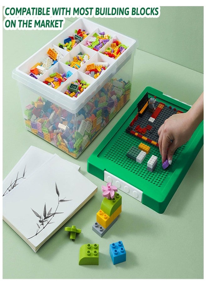 loobuu Plastic Storage Bins with Lids - 1 Set Stackable Arts Crafts Organizer Box with Removable Divided Tray &Compatible Building Baseplate,Toy Chest Containers for Bricks - (14.37"x9.64"x6.69") - Image 4