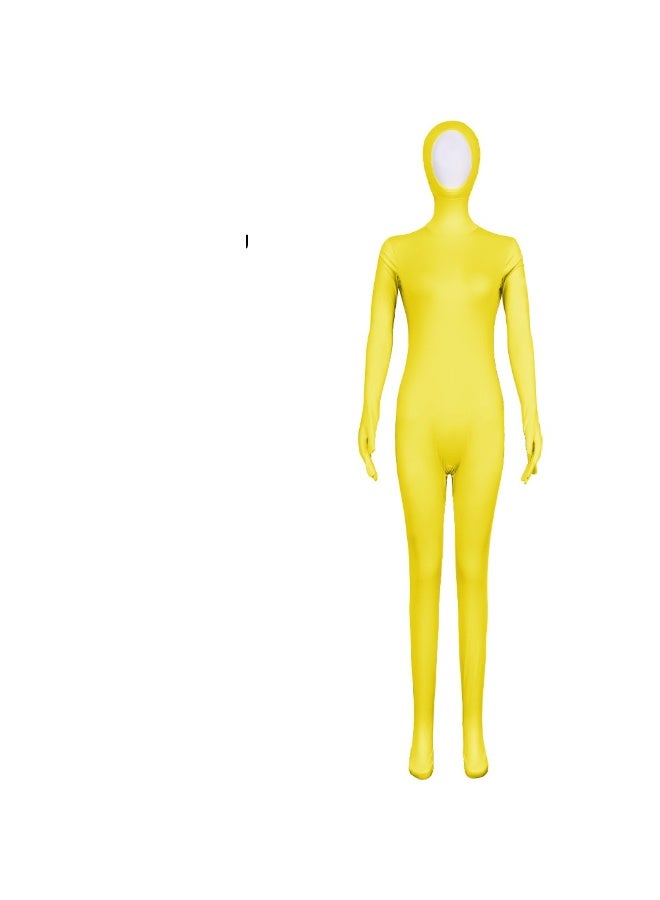 NIBEMINENT Women's face exposed one-piece dress, one-hand and one-foot tight-fitting dress, stage performance i solid-color dance costume - Image 1