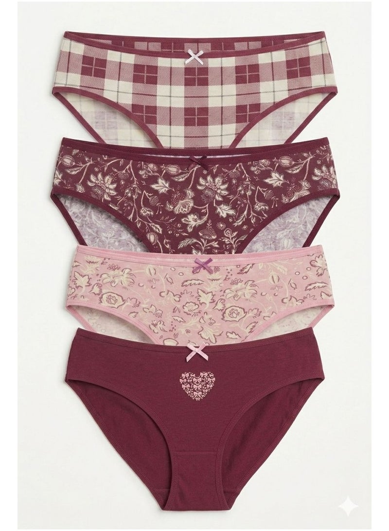Vanilla Pack of 4 Printed Cotton Bikini Panties for Women - Image 1