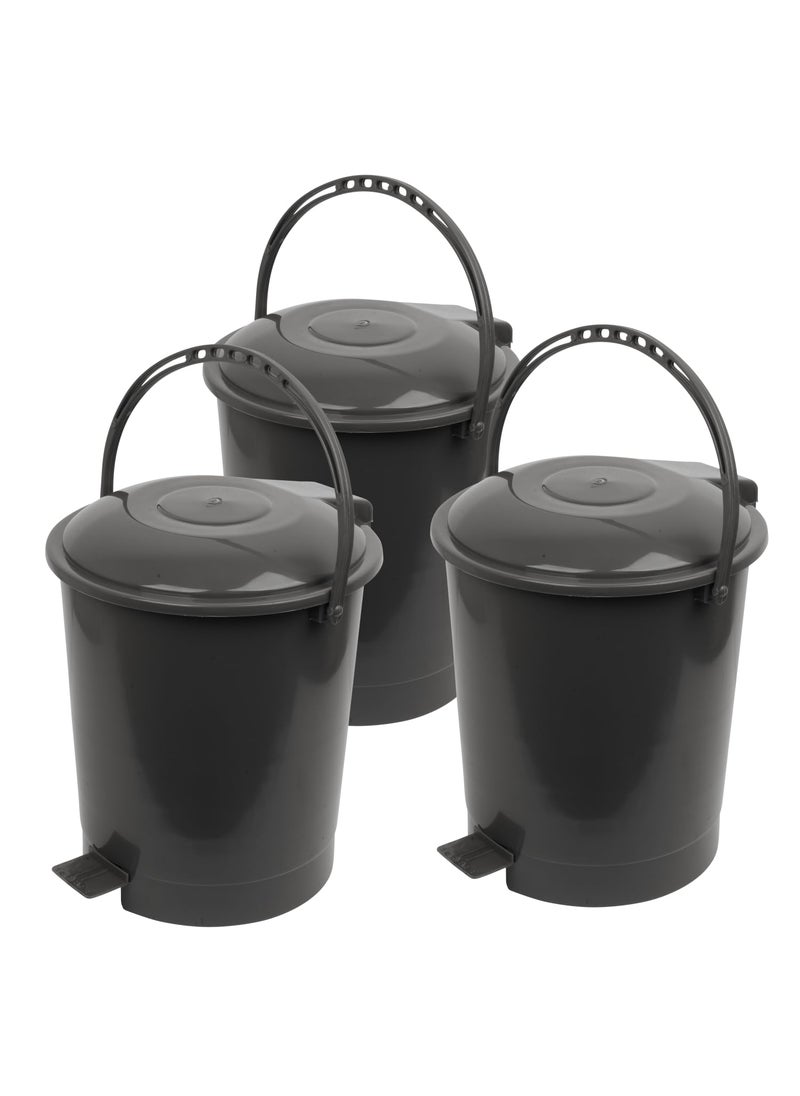 Urbane Home Urbane Home Dustbin Plastic Swinging Lid Dustbin Pedal Dustbin with Lid Dustbin for Kitchen Wet Dry Waste Pedal Dustbins Trash Can 10 LTR Pack of 3 Gray  - Image 1