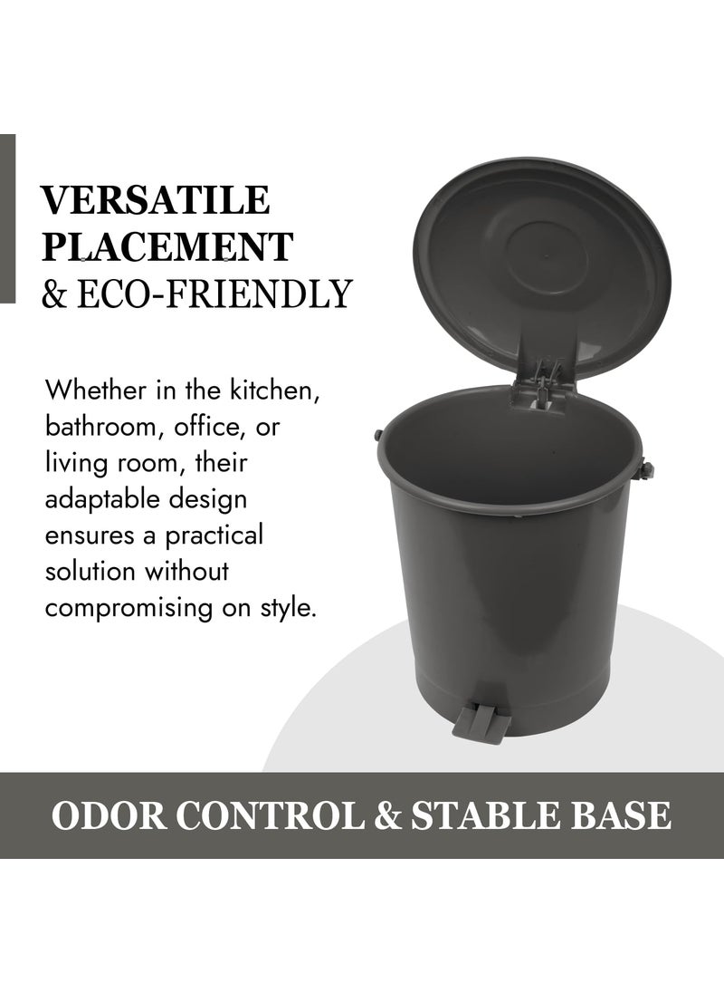 Urbane Home Urbane Home Dustbin Plastic Swinging Lid Dustbin Pedal Dustbin with Lid Dustbin for Kitchen Wet Dry Waste Pedal Dustbins Trash Can 10 LTR Pack of 3 Gray  - Image 5