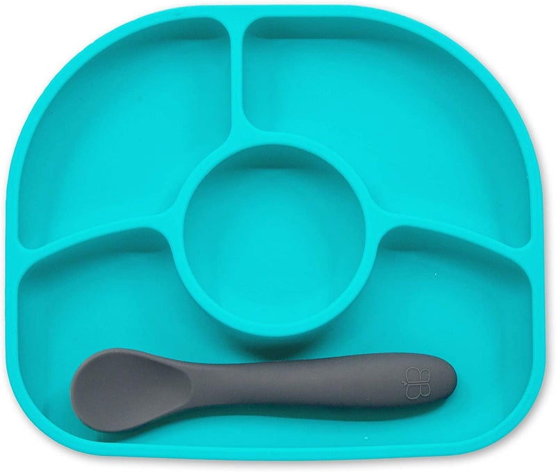 bblv Ymi Food Grade Silicone BPAFree Suction Plate Microwave Dishwasher Safe AntiSpill Plate Spoon Set wBaby Utensils for Baby Toddler