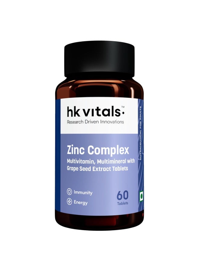 hk vitals Zinc Supplements (60 Tablets) | With Vitamin C, Vitamin D3, Multivitamin and Multimineral | Immunity Boosters For Adults - Image 1