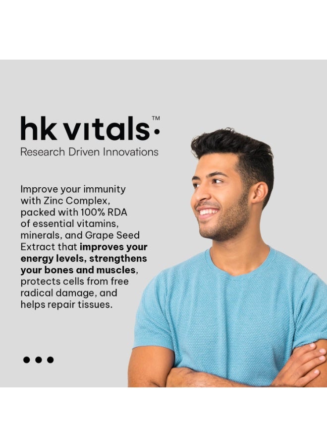 hk vitals Zinc Supplements (60 Tablets) | With Vitamin C, Vitamin D3, Multivitamin and Multimineral | Immunity Boosters For Adults - Image 4
