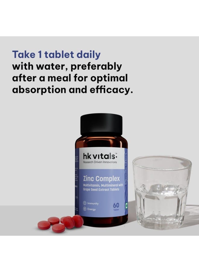 hk vitals Zinc Supplements (60 Tablets) | With Vitamin C, Vitamin D3, Multivitamin and Multimineral | Immunity Boosters For Adults - Image 3