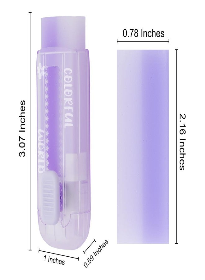 Ouksma Retractable Eraser with Refills, Sliding Click Erasers with Plastic Sleeve, Refillable Pencil Eraser for School, Office, Drawing & Drafting (Purple+Refills) - Image 3