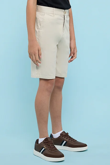 R&b Solid Shorts with Button Closure