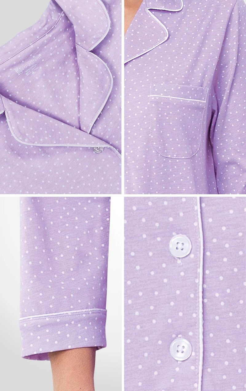 PajamaGram Womens Nightgowns Ultra Soft - Cotton Polka Dot, Lavender, M, 8-10 - Image 3
