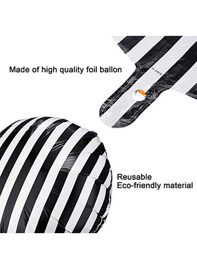 Gejoy 12 Pieces 18 Inch Black and White Striped Balloons Decoration Foil Aluminum Helium Balloons for Birthday Party, Baby Shower, Halloween, Ceremonies, Holiday Parties Decoration - Image 2