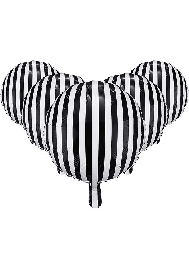 Gejoy 12 Pieces 18 Inch Black and White Striped Balloons Decoration Foil Aluminum Helium Balloons for Birthday Party, Baby Shower, Halloween, Ceremonies, Holiday Parties Decoration - Image 1