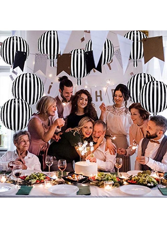 Gejoy 12 Pieces 18 Inch Black and White Striped Balloons Decoration Foil Aluminum Helium Balloons for Birthday Party, Baby Shower, Halloween, Ceremonies, Holiday Parties Decoration - Image 4