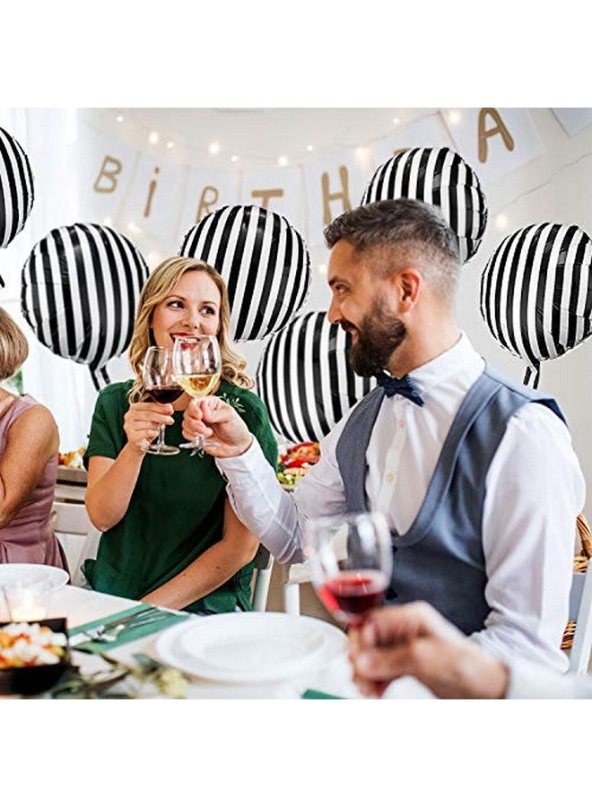 Gejoy 12 Pieces 18 Inch Black and White Striped Balloons Decoration Foil Aluminum Helium Balloons for Birthday Party, Baby Shower, Halloween, Ceremonies, Holiday Parties Decoration - Image 5