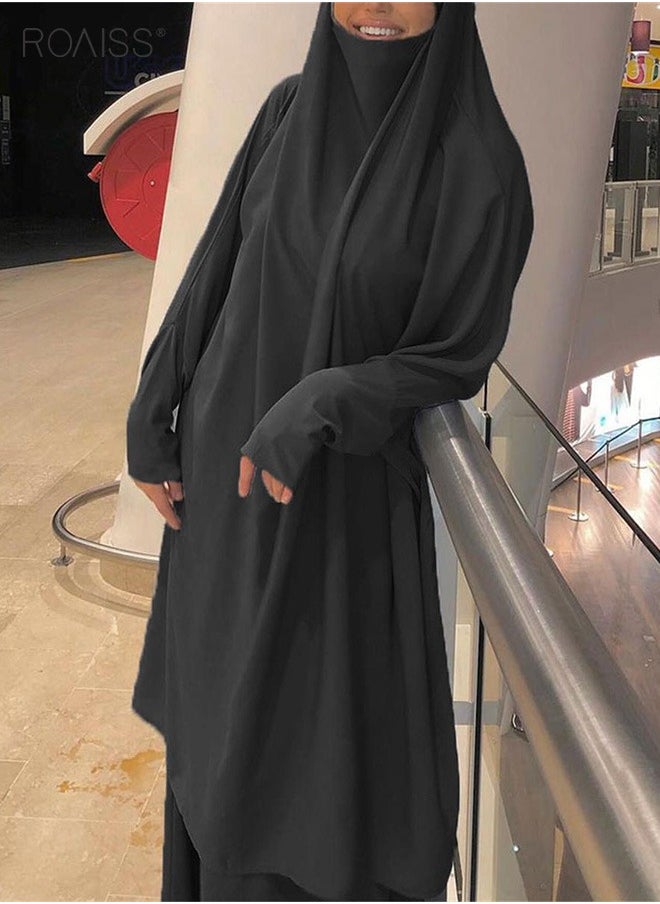 المرأة عارضة مقنعين بدلة فضفاضة محيط تنحنح كبير بلون ثوب حزام مطاط تنورة الموضة 2 قطعة فستان العبادة الوطني الكلاسيكي - pzsku/ZBF5638B9B9717D8154BAZ/45/_/1702881631/5d04986c-752e-4d9d-ae6d-6659cb3cd652