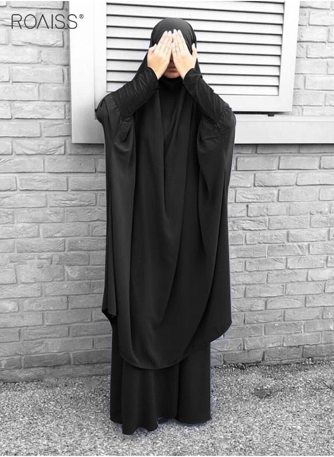المرأة عارضة مقنعين بدلة فضفاضة محيط تنحنح كبير بلون ثوب حزام مطاط تنورة الموضة 2 قطعة فستان العبادة الوطني الكلاسيكي - pzsku/ZBF5638B9B9717D8154BAZ/45/_/1702881632/c6d6413e-7b93-44ac-9fca-e300b5c1c92b