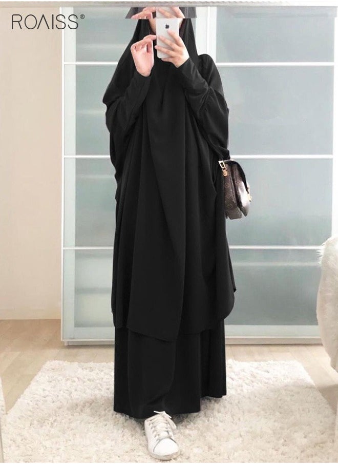المرأة عارضة مقنعين بدلة فضفاضة محيط تنحنح كبير بلون ثوب حزام مطاط تنورة الموضة 2 قطعة فستان العبادة الوطني الكلاسيكي - pzsku/ZBF5638B9B9717D8154BAZ/45/_/1702881634/9e7ff247-8600-49ee-8be7-a8ad28522072