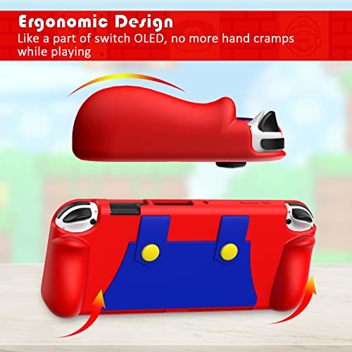 KENOBEE Silicone Case Compatible with Nintendo Switch OLED Model 2021, Soft Lightweight Ergonomic Grip Protective Cover with Shock-Absorption and Anti-Scratch Design for Switch OLED, Red - Image 3