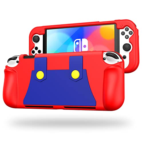KENOBEE Silicone Case Compatible with Nintendo Switch OLED Model 2021, Soft Lightweight Ergonomic Grip Protective Cover with Shock-Absorption and Anti-Scratch Design for Switch OLED, Red - Image 1