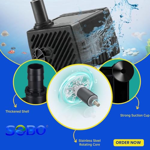 VAYINATO Sobo Aquarium Energy Saving Submersible Water Pump With Adjustable Flow Control (WP-3200 | Power : 5W | Output : 300L/H | Upto 3 Feet Tank - Image 5