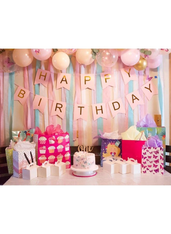 iiCheerful Happy Birthday Banner Pink Birthday Signs Party Supplies Garland Decorations Nursery Hanging Decor (Soft Pink) - Image 4