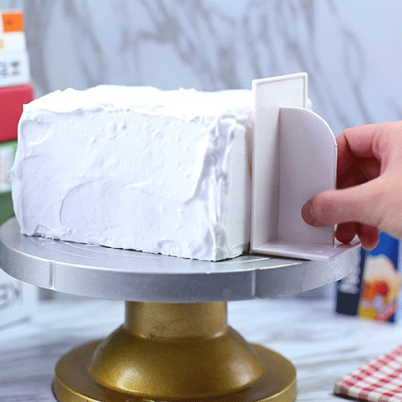 لوزين 3 قطع من البلاستيك لتزيين الكيك، أداة تنعيم لتزيين الكيك، لتزيين زوايا حافة الكيك، صناعة السكر، أداة خبز ذاتية الصنع باللون الأبيض - Image 3