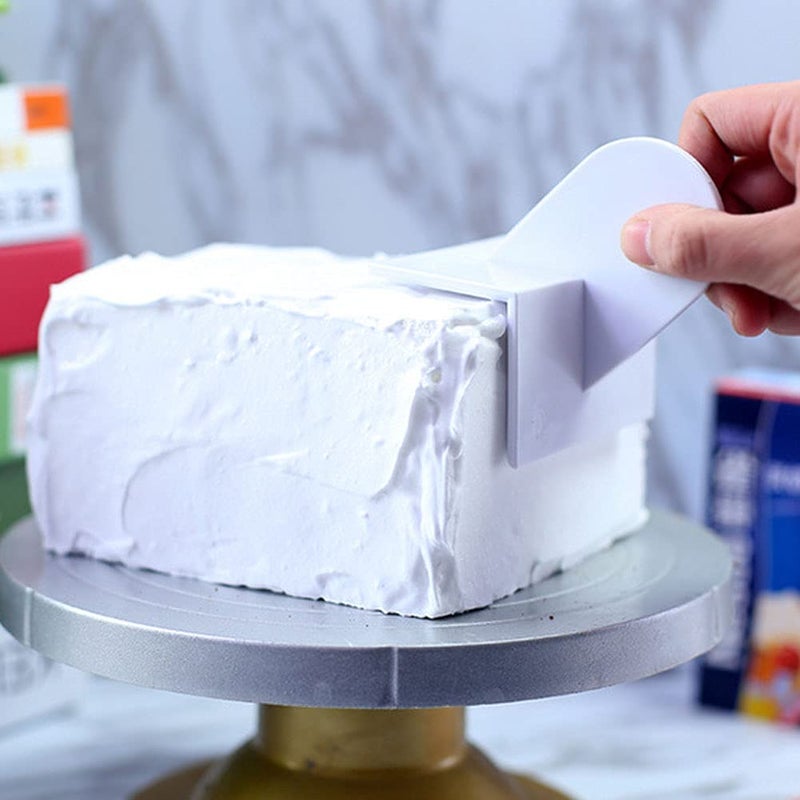 لوزين 3 قطع من البلاستيك لتزيين الكيك، أداة تنعيم لتزيين الكيك، لتزيين زوايا حافة الكيك، صناعة السكر، أداة خبز ذاتية الصنع باللون الأبيض - Image 2