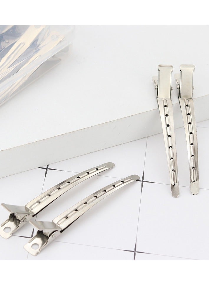 12 Packs Duck Bill Clips 9cm Rustproof Metal Alligator Curl Clips with Holes for Hair Styling Hair Colouring Silver  - Image 4