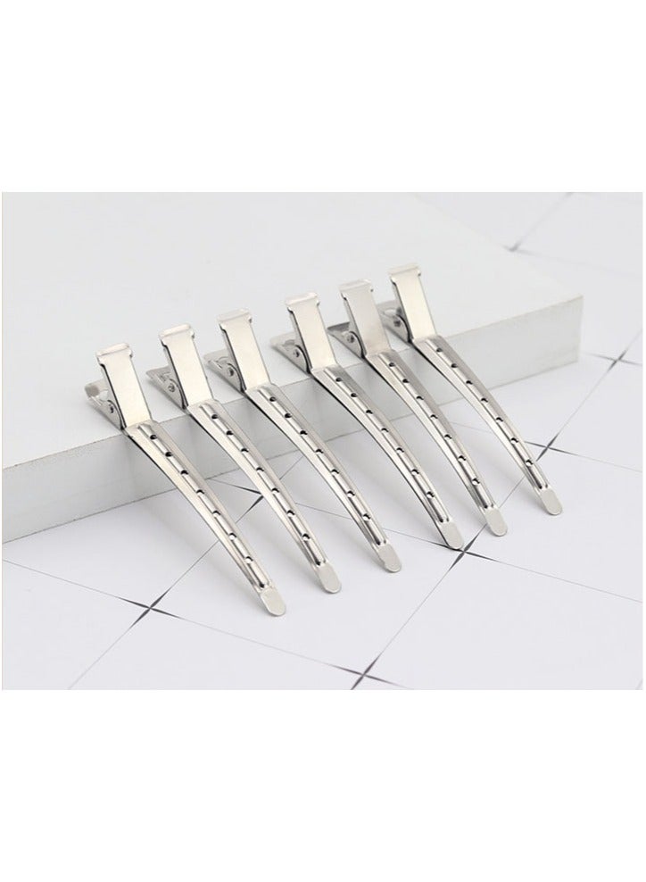 12 Packs Duck Bill Clips 9cm Rustproof Metal Alligator Curl Clips with Holes for Hair Styling Hair Colouring Silver  - Image 5