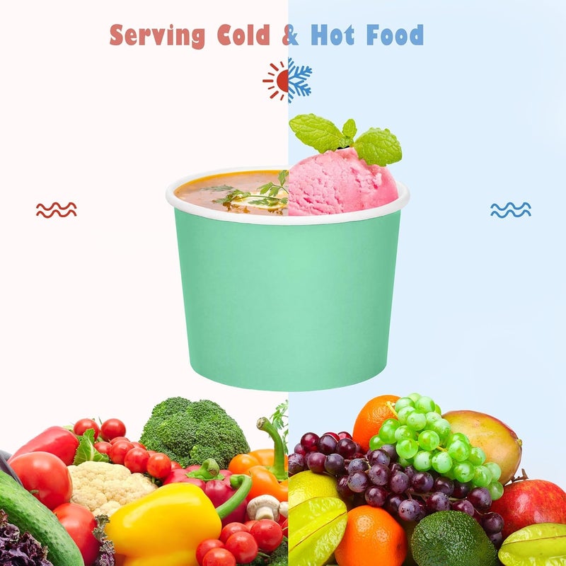 Aodaer 300 Pack Paper Ice Cream Cups 8oz Paper Snack Ice Cream Bowls Disposable Dessert Bowls for Hot or Cold Food Party Supplies Treat Cups for Sundae, Frozen Yogurt, Soup, 6 Colors - Image 4