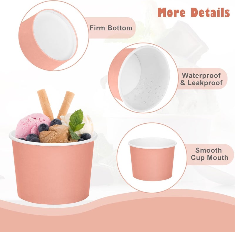 Aodaer 300 Pack Paper Ice Cream Cups 8oz Paper Snack Ice Cream Bowls Disposable Dessert Bowls for Hot or Cold Food Party Supplies Treat Cups for Sundae, Frozen Yogurt, Soup, 6 Colors - Image 3