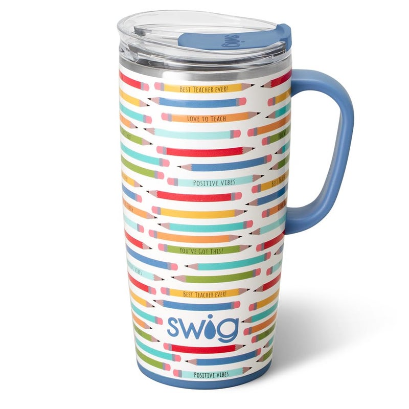 Swig Life 22oz Travel Mug Insulated Tumbler with Handle and Lid Cup Holder Friendly Dishwasher Safe Stainless Steel Insulated Mug with Lid Teacher Gifts for Women Teacher Life - Image 2