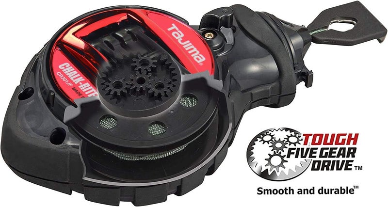 Tajima Chalk Line - Chalk-Rite Jam Free Special Edition Chalk Line with Extra Bold 1mm Snap Line & Five Gear Quick Retrieval - CR301JF-CP - Image 2