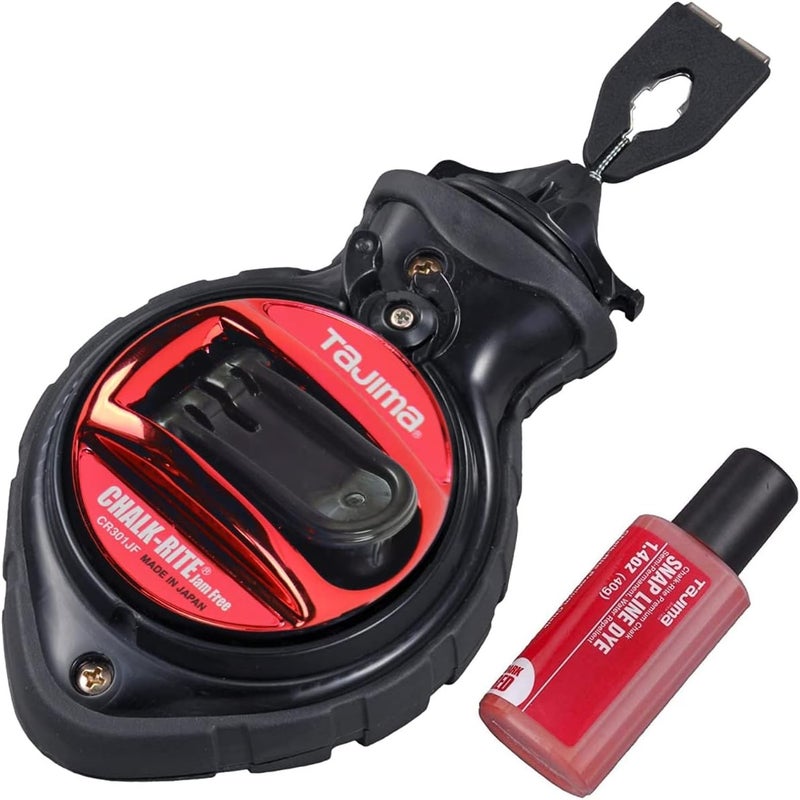 Tajima Chalk Line - Chalk-Rite Jam Free Special Edition Chalk Line with Extra Bold 1mm Snap Line & Five Gear Quick Retrieval - CR301JF-CP - Image 1