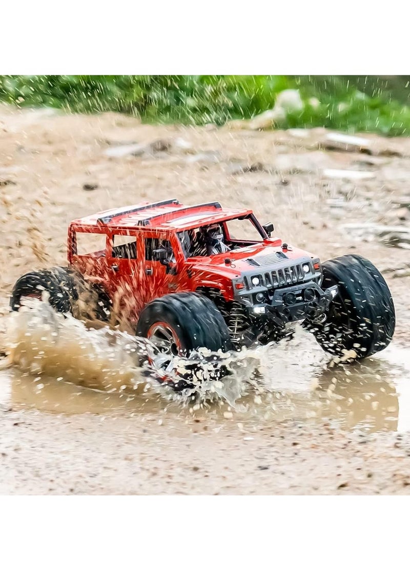 هاي سبيد سيارة سباق صحراوية RC بمقياس 1:10 بسرعة 50 كم/س - دفع رباعي 4x4، تحكم لاسلكي 2.4 جيجا هرتز، مقاومة للماء، مصابيح LED، إطارات متعددة - هدية مثالية للأطفال والكبار  - Image 4