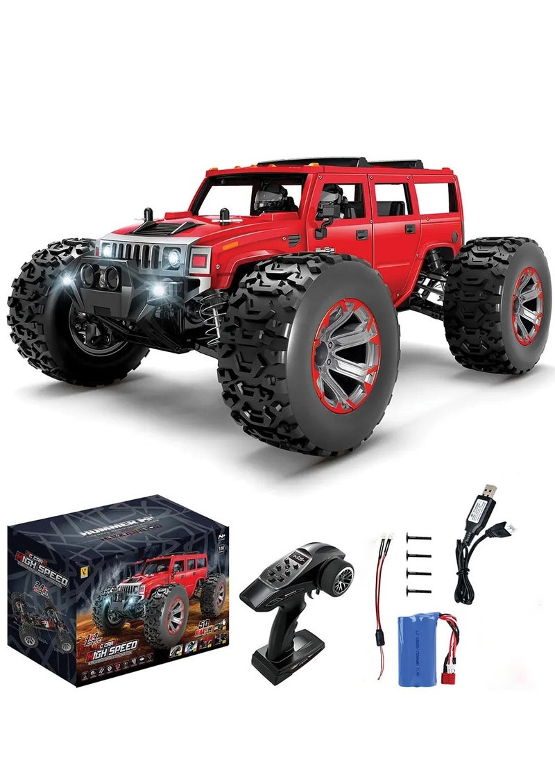 هاي سبيد سيارة سباق صحراوية RC بمقياس 1:10 بسرعة 50 كم/س - دفع رباعي 4x4، تحكم لاسلكي 2.4 جيجا هرتز، مقاومة للماء، مصابيح LED، إطارات متعددة - هدية مثالية للأطفال والكبار  - Image 1