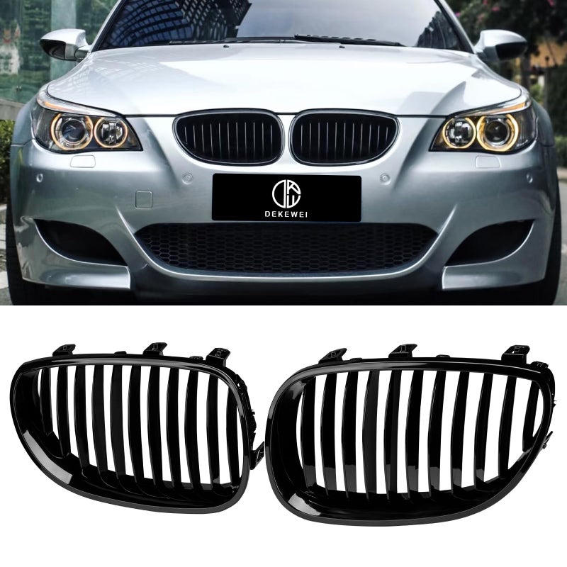 DEKEWEI E60 GrilleSingle Slat Gloss Black Kidney Grill Compatible with 20042009 BMW 5 Series E60 E61 M5 520i 523i 525i 528i 530i 535i 550i ABS Black Kidney Grill