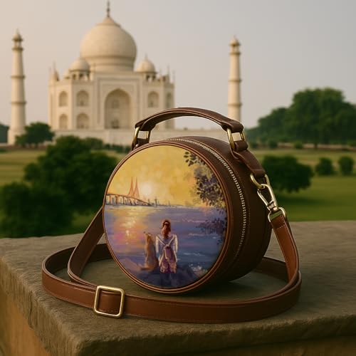 Kalankit Sling Bags For Women | Round Sling Bag Gifts For Teenage Girls, Birthday Gift For Girls | Gifts For Dog Lovers Women, Mumbai Sea Link, Traveller Girl Gift, Rakhi Gift For Sister, Blue - Image 3