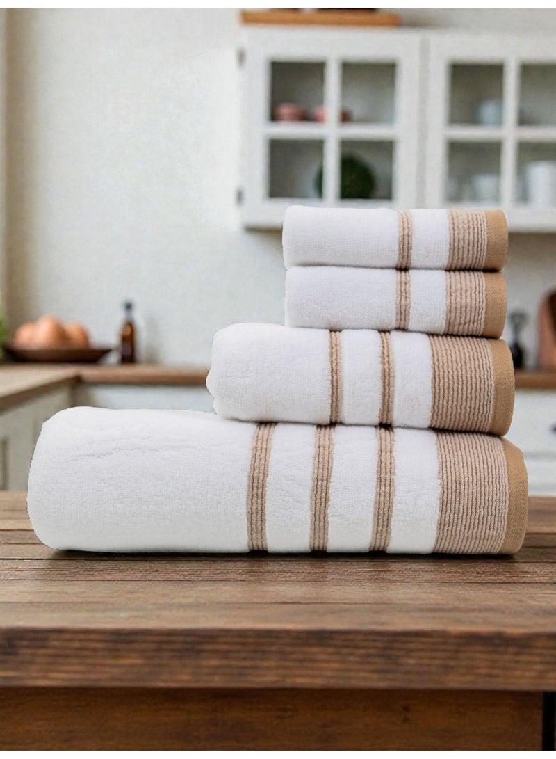 بالتيك لينين طقم مناشف إليسيان من أربع قطع - ٥٥٠ جرامًا للمتر المربع | قطن ناعم وعالي الامتصاص | ٥٠×٩٠ سم، ٧٠×١٤٠ سم، ٣٣×٣٣ سم من بالتيك لينين - Image 1